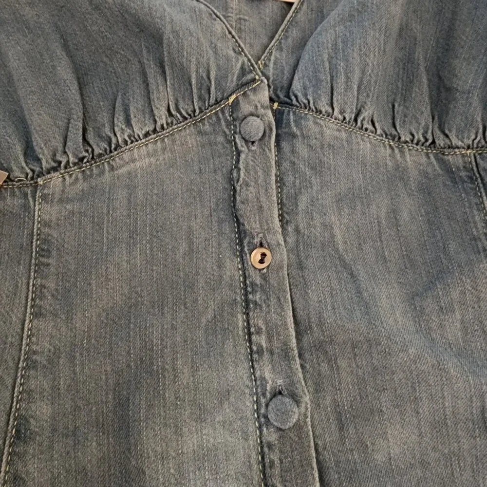 Reformation Sebastien Denim Midi Dress Broken Button NWT Size 10 - Picture 4 of 13